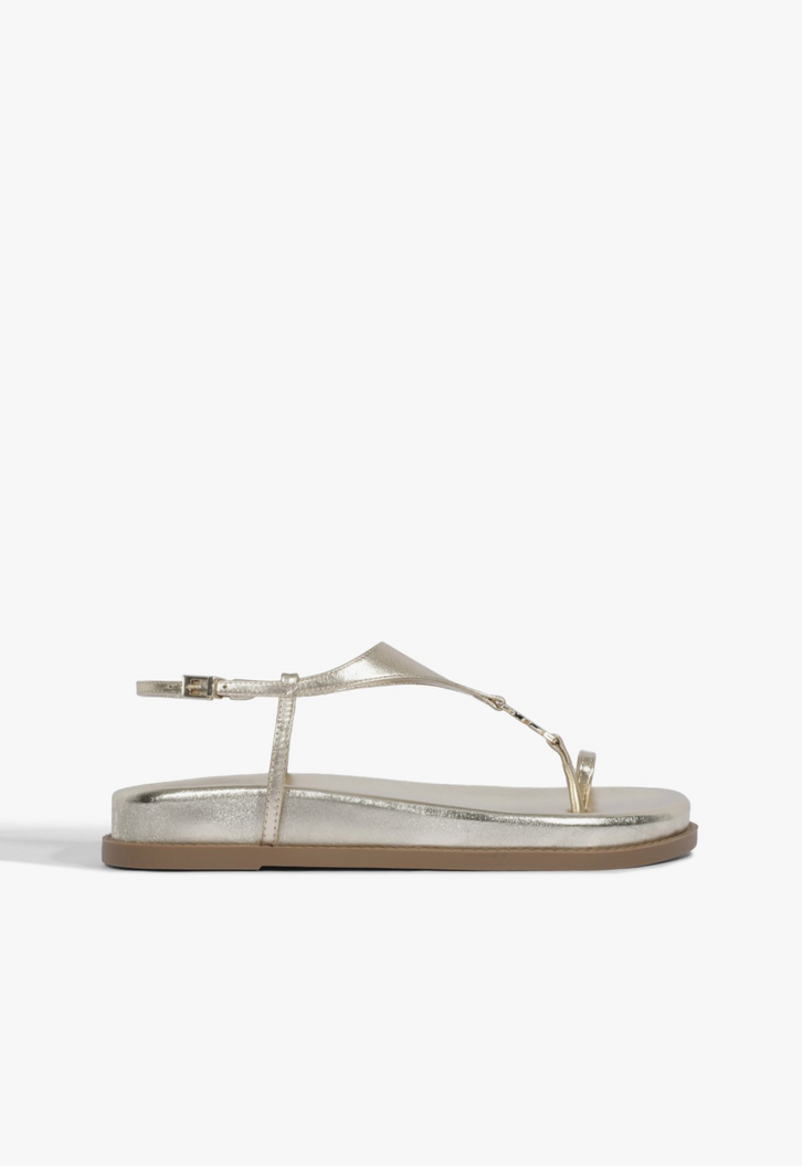 Sandália Papete Kate Couro Dourada