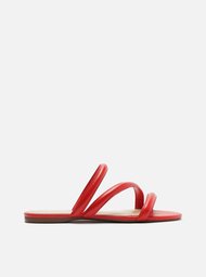 Rasteira Vermelha Tiras Duplas