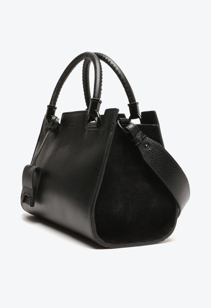 Bolsa Tote Preta Arezzo Média Couro Abbracio