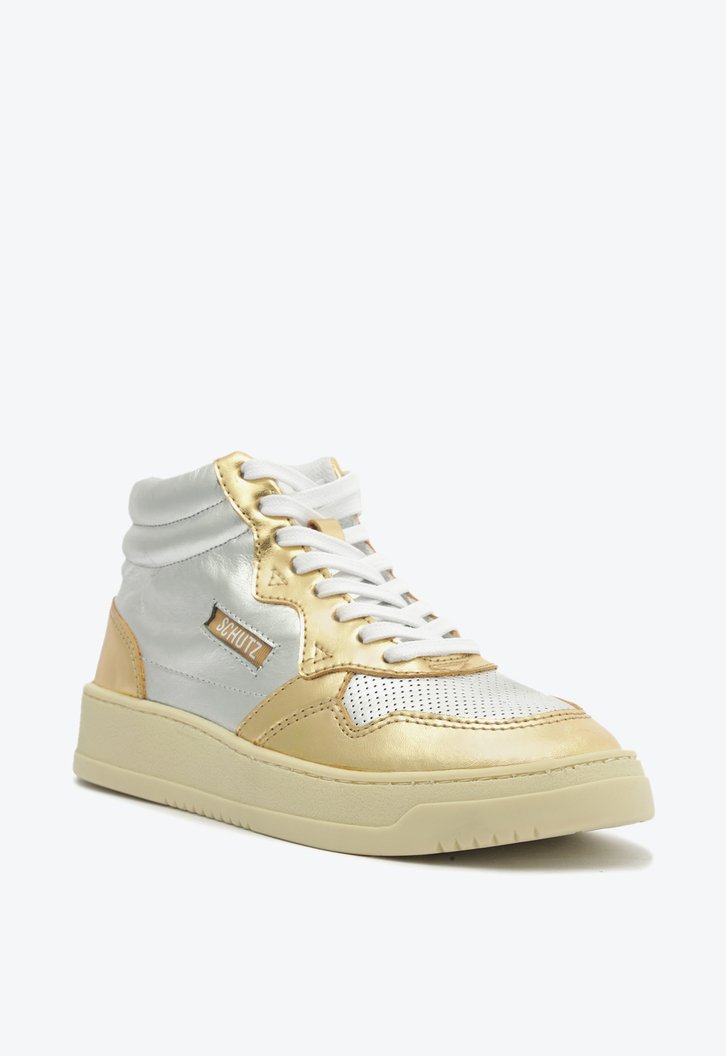 Tênis Branco Prata E Dourado Schutz Couro