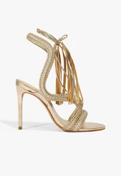 Sandália Salto Alto Lace Couro Verde Militar | ZZ MALL