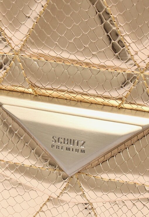 BOLSA TIRACOLO DOURADA SCHUTZ GRANDE NEW 944 COURO SNAKE
