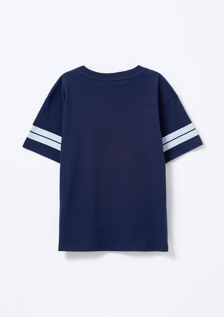 Camiseta Infantil Azul Hering Menino Oversized Estampada