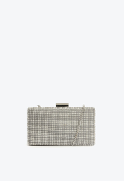 Bolsa Clutch Prateada Schutz Malha Strass