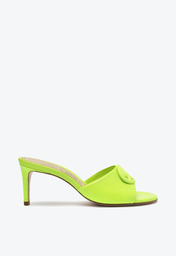 Sandália Mule Verde Neon Schutz Salto Baixo Couro