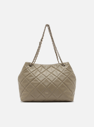 Bolsa Tote Cinza Couro Matelassê Gab Média