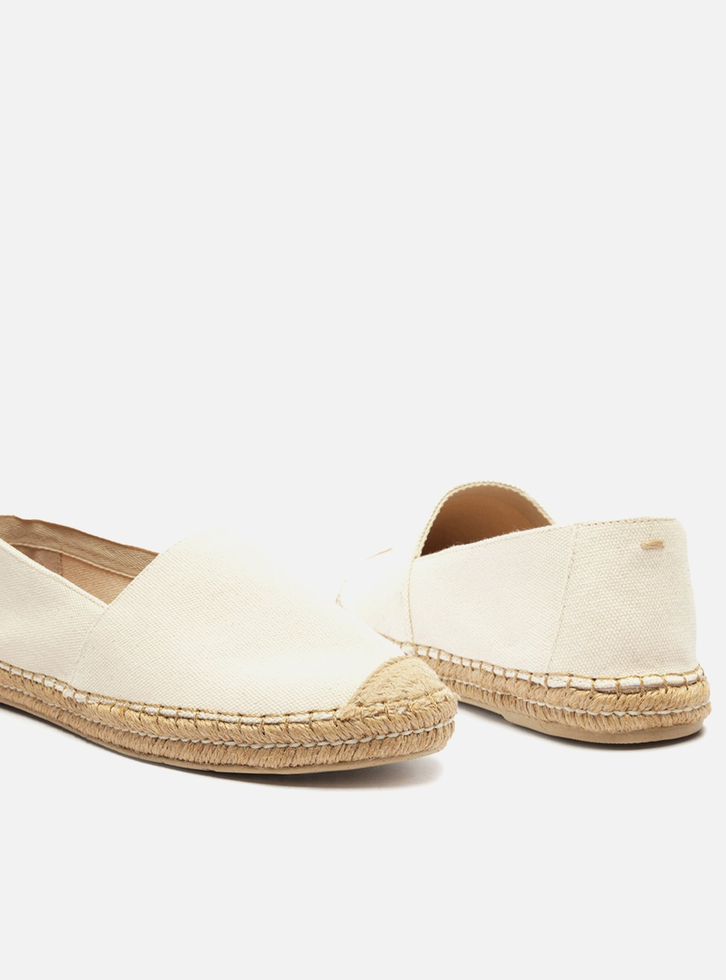 Espadrille Rasteira Branca Arezzo Lona Fechada