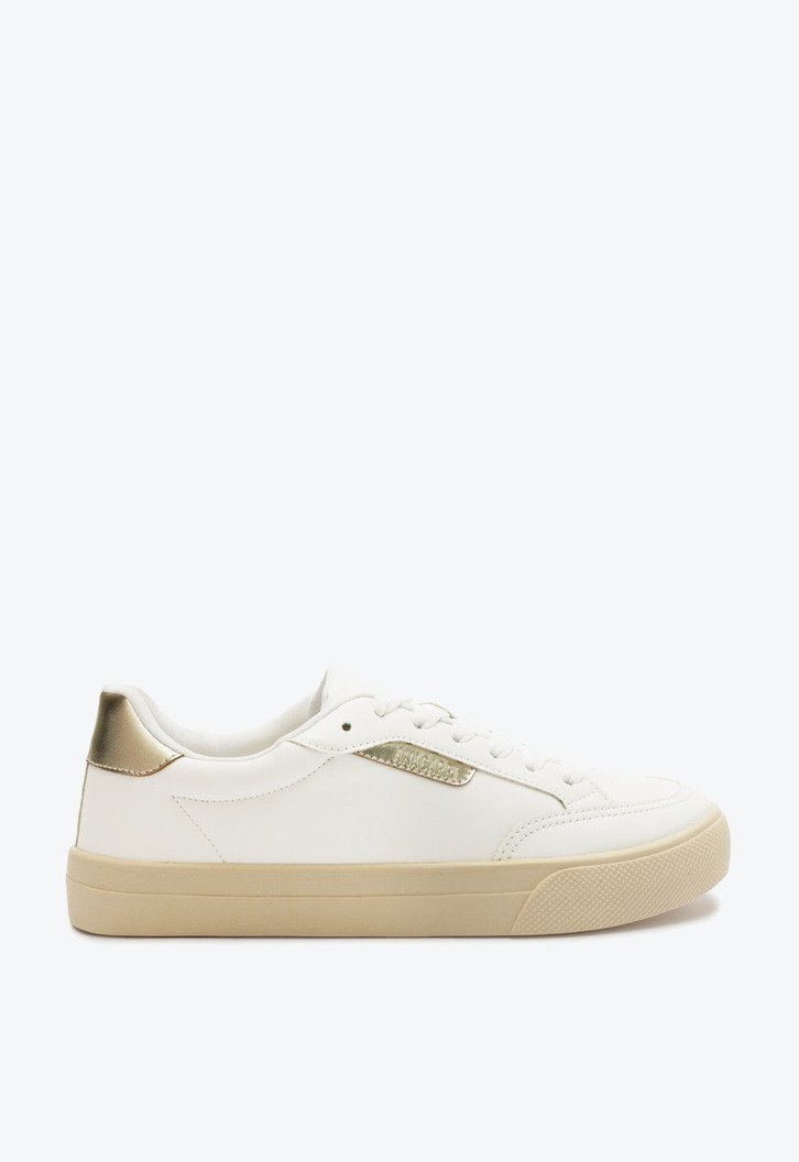 Tênis De Amarrar Branco E Dourado Anacapri Tag