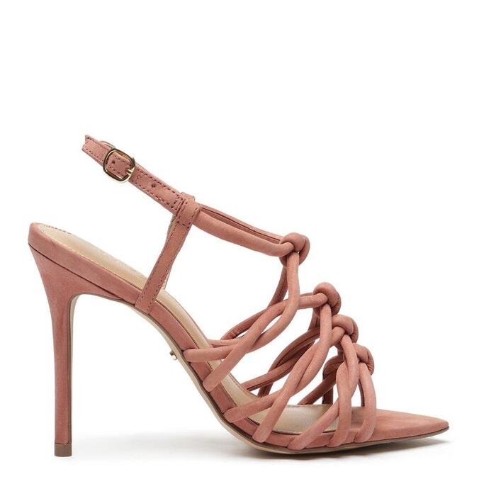 Sandália Arezzo Nobuck Rosa Bico Folha e Salto Fino | ZZ MALL