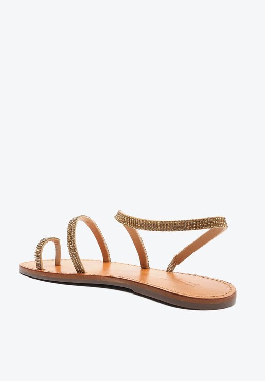 SANDÁLIA RASTEIRA DOURADA SCHUTZ IRIS SHINE TIRAS