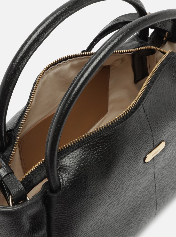 Bolsa Tote Preta Couro Grande Tag Metal
