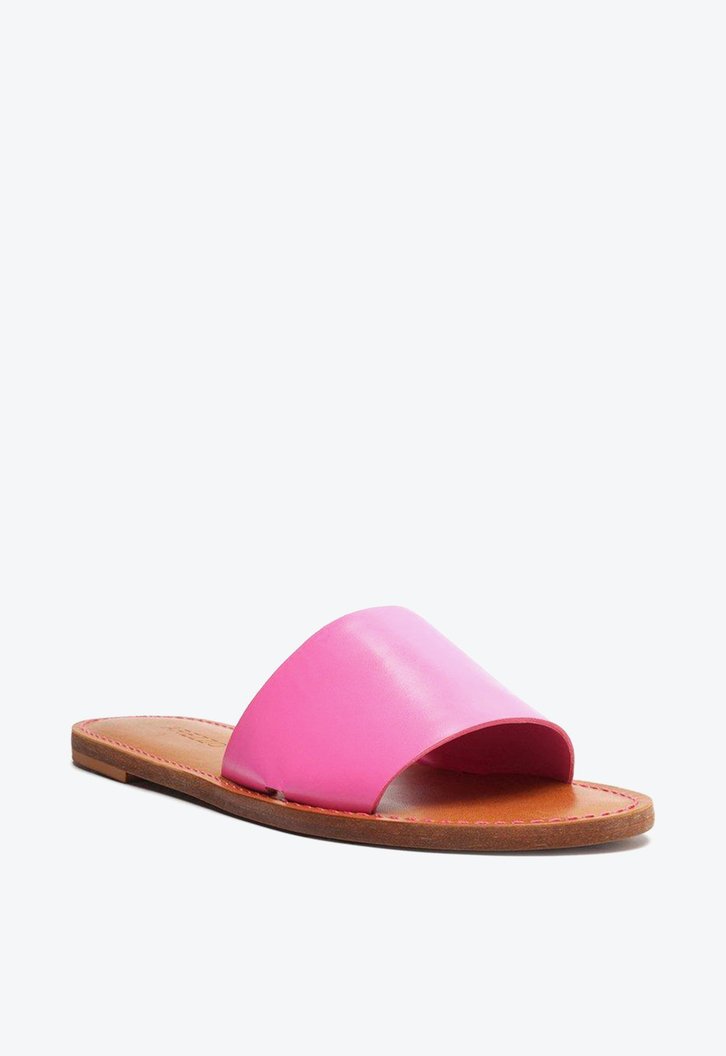 Sandália Rasteira Slide Rosa Arezzo Couro