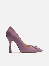 Scarpin Lilás Arezzo Nobuck Bico Fino Pedraria