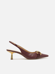 Scarpin Marrom Arezzo Snake Bico Fino Slingback Bridão