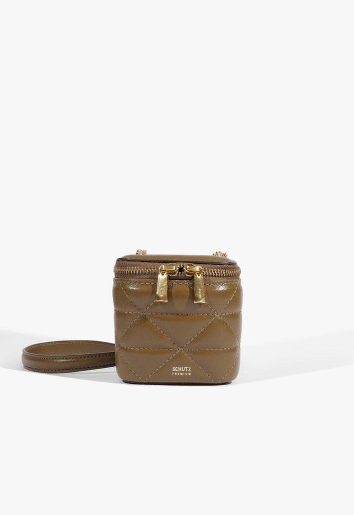 Bolsa Tiracolo Vanity Pequena Couro Verde Oliva