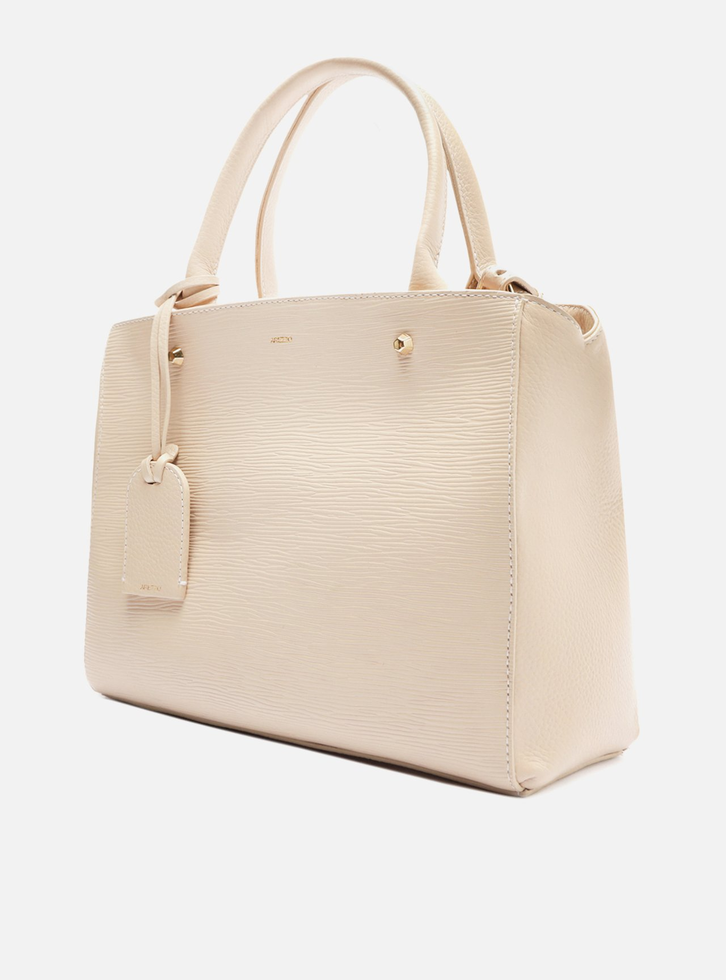 Bolsa Tote Branca Arezzo Milky Couro Wave Bella Média