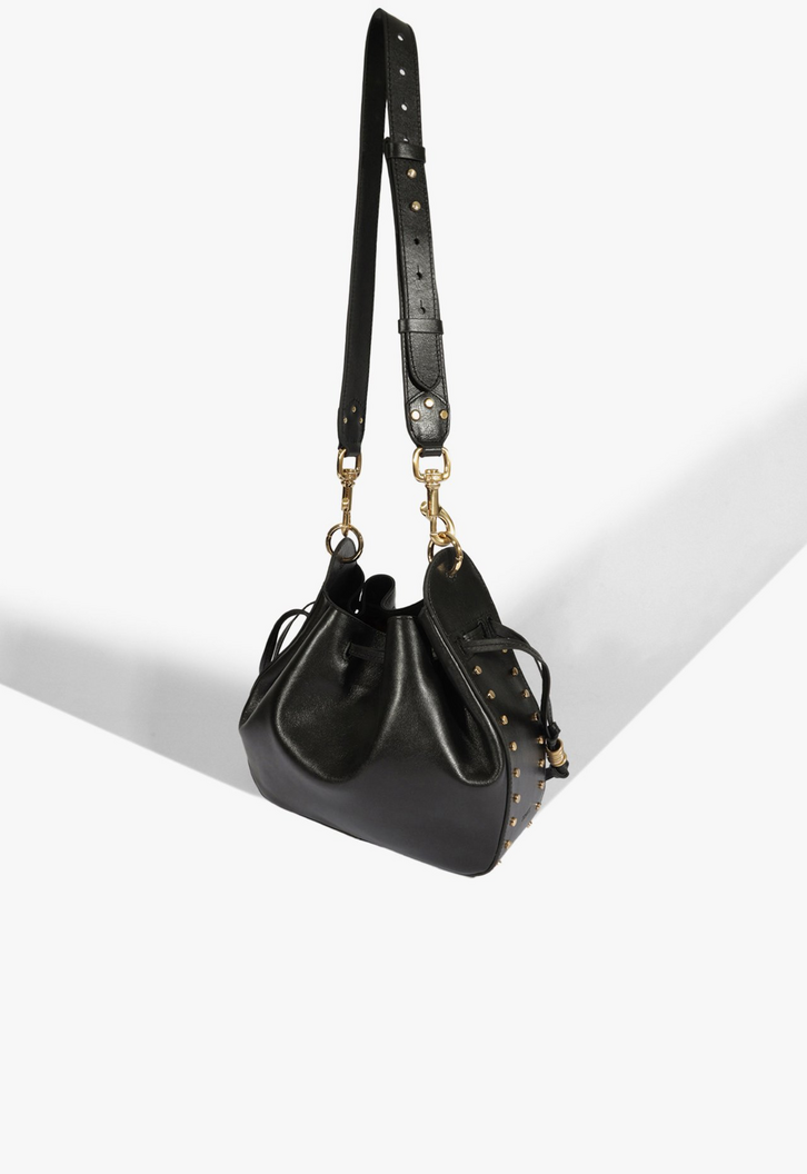 Bolsa Tiracolo Bucket Hazel Couro Preta | ZZ MALL