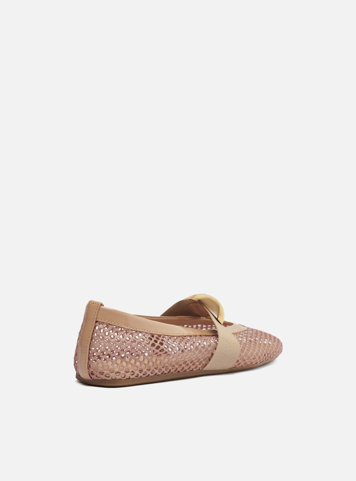 Sapatilha Nude Arezzo Bonéca Tela Fivela