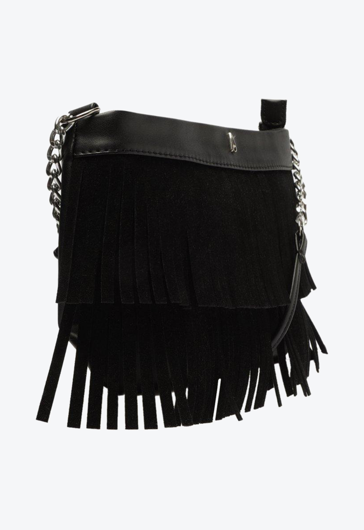 Bolsa Tiracolo Preta Anacapri Franjas Pequena