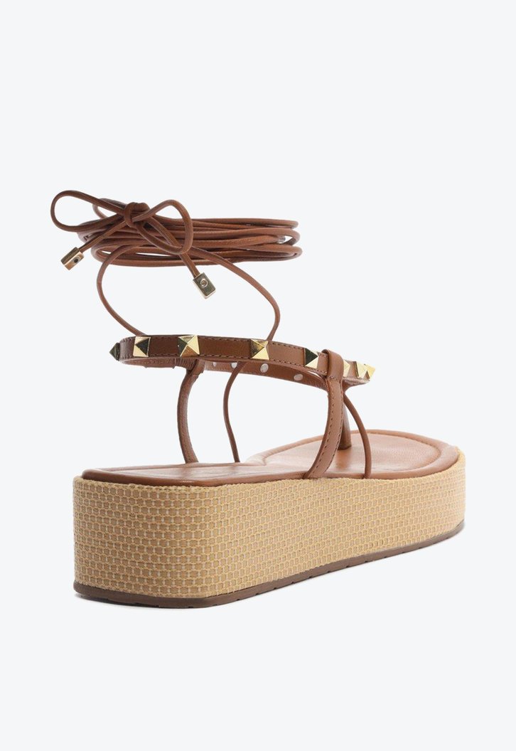 Sandália Flatform Marrom Arezzo Amarração Studs