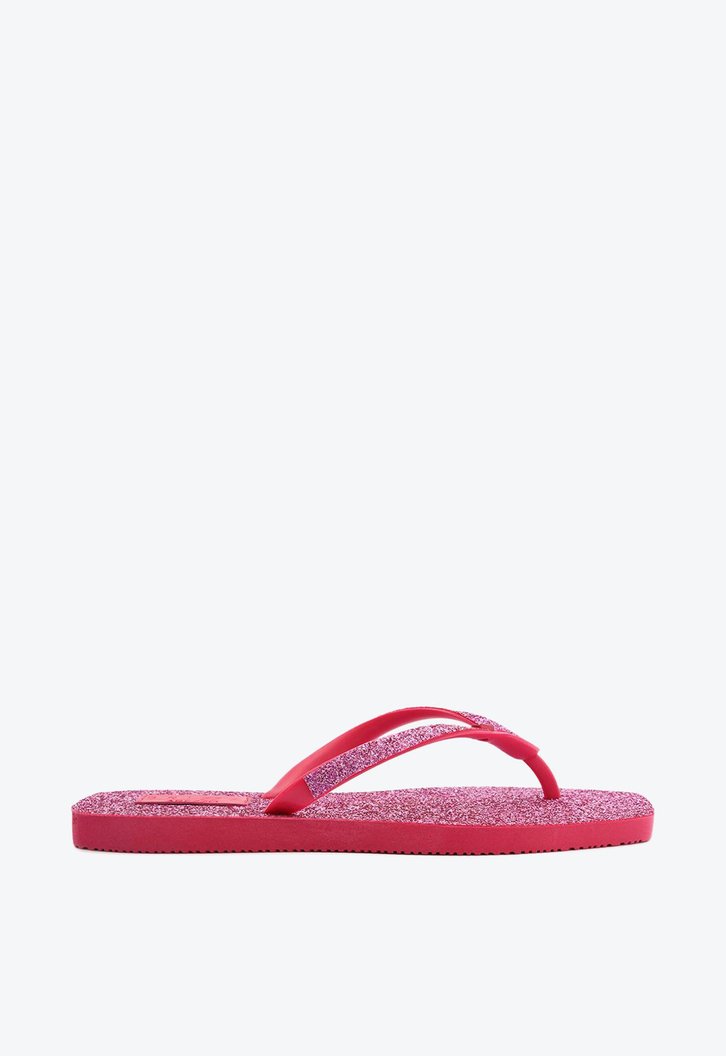 Chinelo De Dedo Rosa Brizza Glitter Square