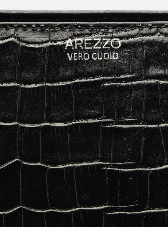 BOLSA PRETA AREZZO TOTE COURO CROCO GAIA GRANDE