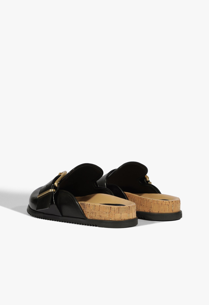 Clog Couro Maxi Fivela Preto