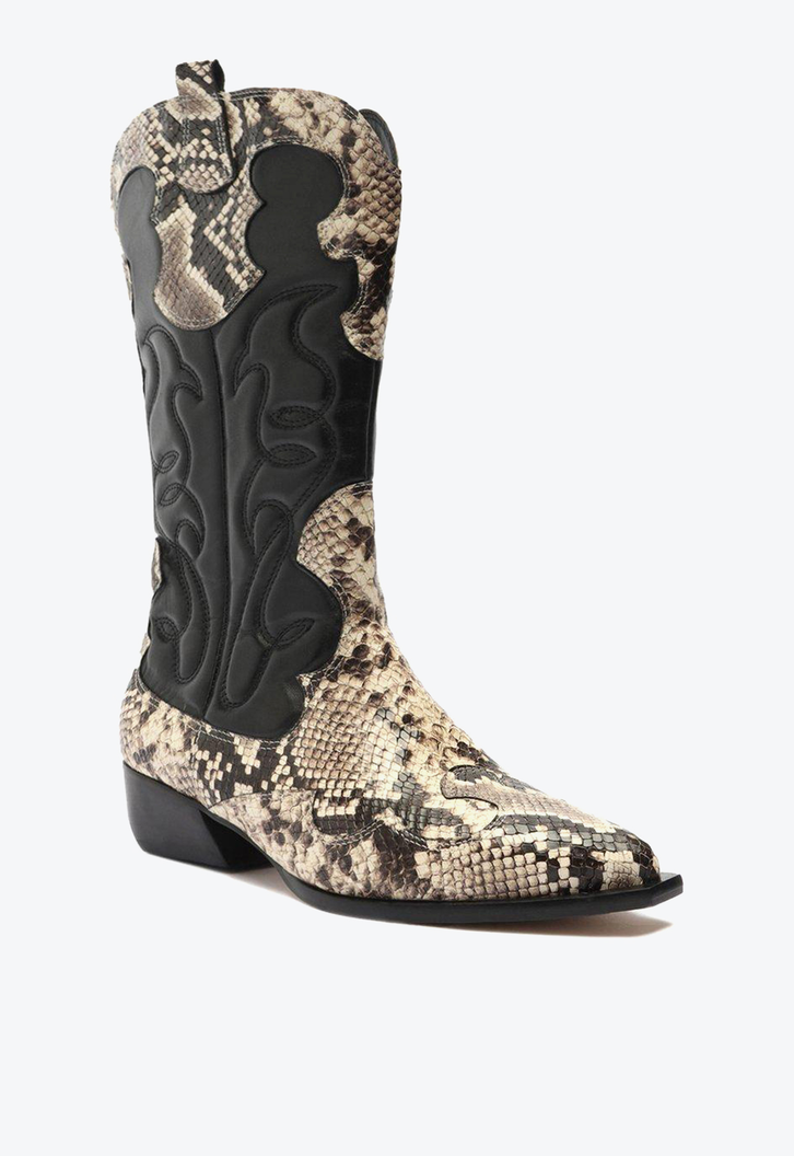Bota Western Arezzo Snake Couro Cano Médio Georgia