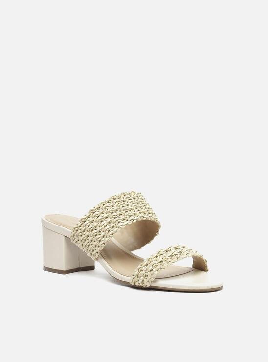 SANDÁLIA OFF-WHITE AREZZO TRESSÊ SALTO MÉDIO BLOCO