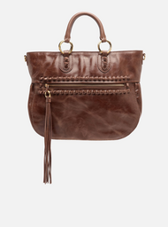 Bolsa Tote Marrom Couro Estonado Grande Bolso