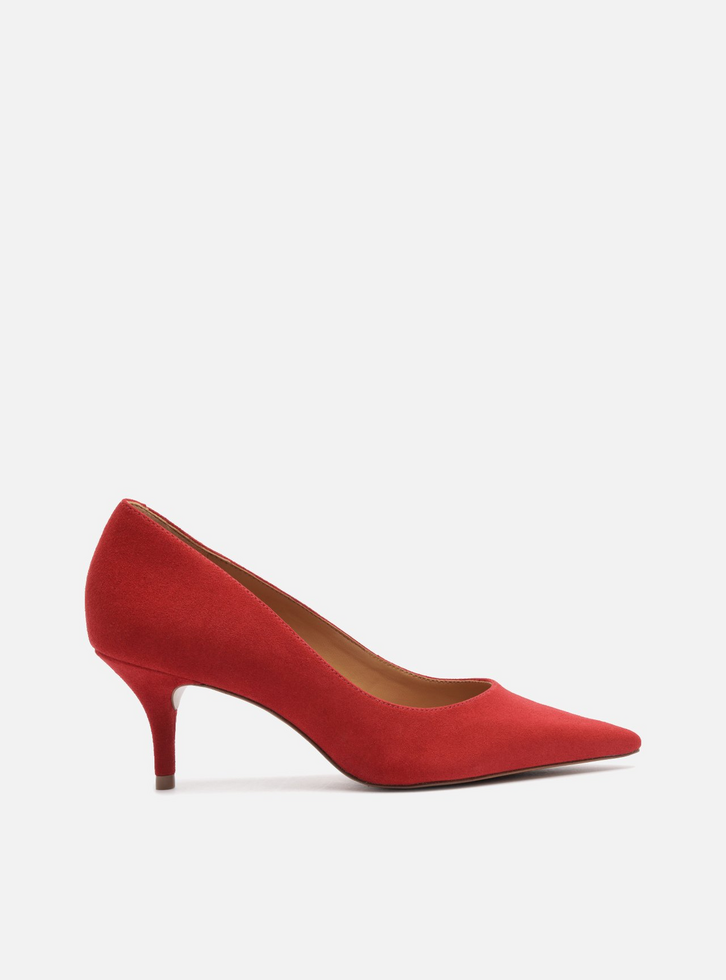 Scarpin Vermelho Camurça Salto Fino