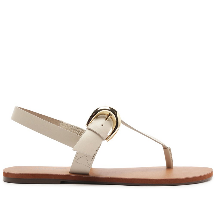 Sandália Rasteira Slim Couro Branca