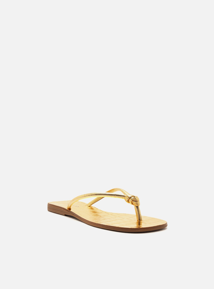 Rasteira Dourada Arezzo Tiras Flip Flop