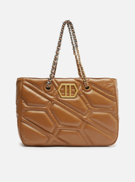 Bolsa Shopping Marrom Arezzo Nut Couro Emma Grande