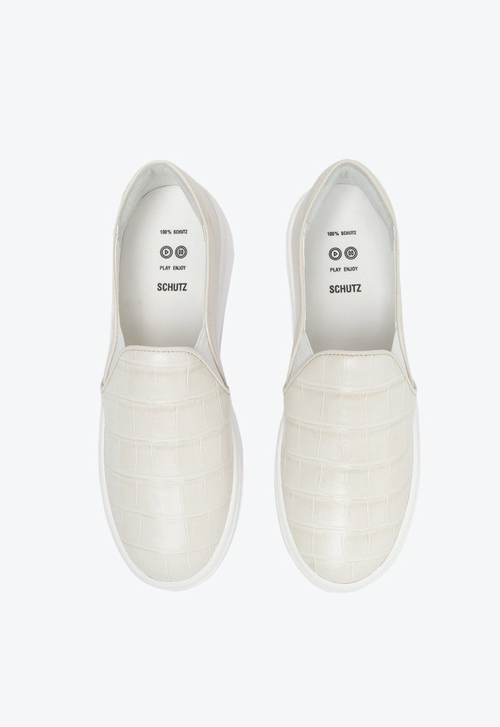 T nis Slip On Branco Schutz Sem Cadar o Couro ZZ MALL