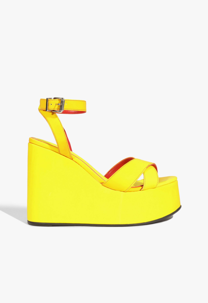 Sandália Hilda Wedge Couro Laranja