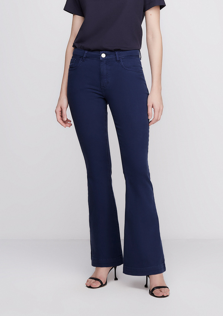 Calça Flare Azul Off White DZARM Slim Cintura Média