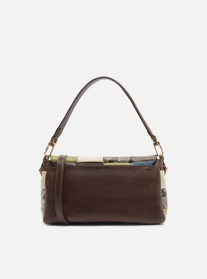 Bolsa Tiracolo Multicolorida Couro Média Fecho Metálico | ZZ MALL