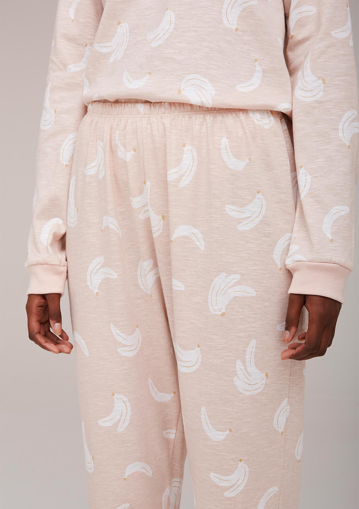 Pijama Rosa Claro Hering Longo Estampado Em Malha Flamê
