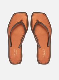 Chinelo De Dedo Marrom Brizza Square Palmilha Metalizada
