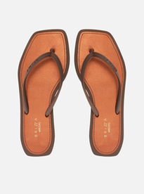 ラウンド  Chinelo Metalizada Palmilha Square Brizza Marrom Dedo De その他