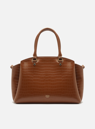 Bolsa Tote Marrom Croco Grande Textura