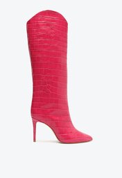 Bota Pink Schutz Maryana Couro Croco