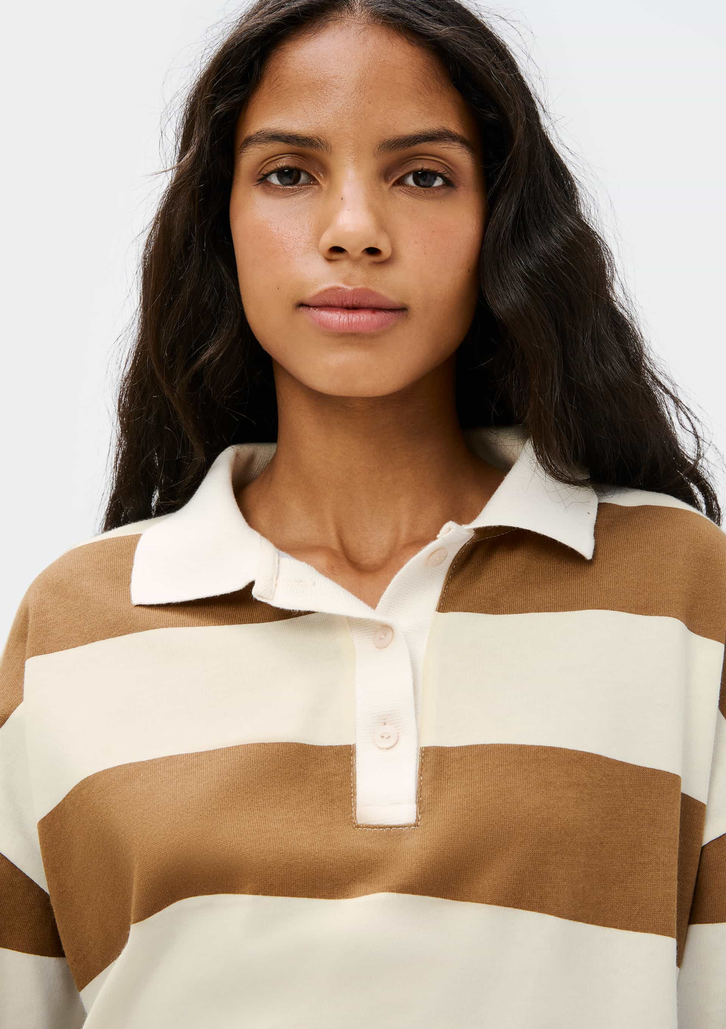 Blusa Polo Marrom Hering Feminina Manga Longa Box Listrada