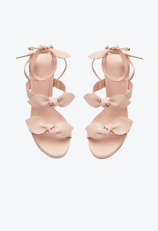 Sandália Meia Pata Alia Laço Couro Rosa