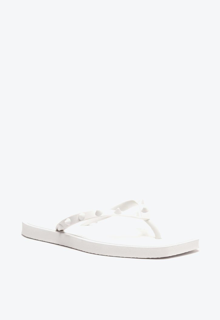 Chinelo De Dedo Branco Brizza Bico Quadrado Rock