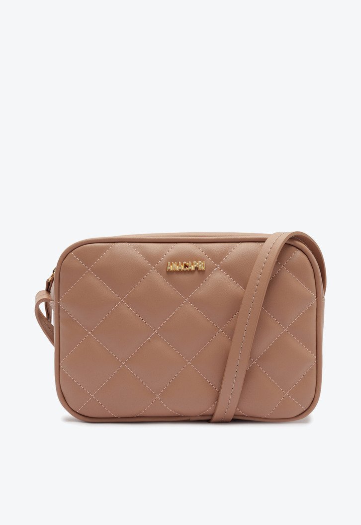 Bolsa Tiracolo Média Matelassê Alça Fina Bege