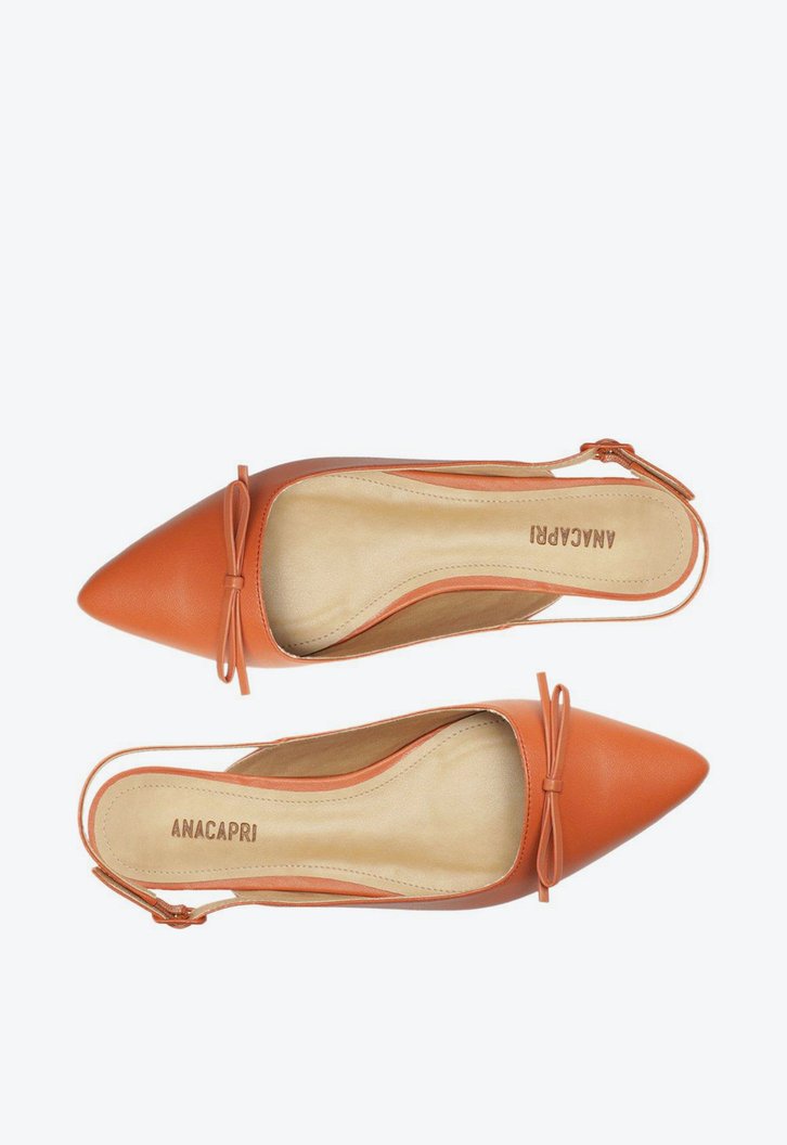 Sapatilha Laranja Anacapri Slingback Bico Fino Laço