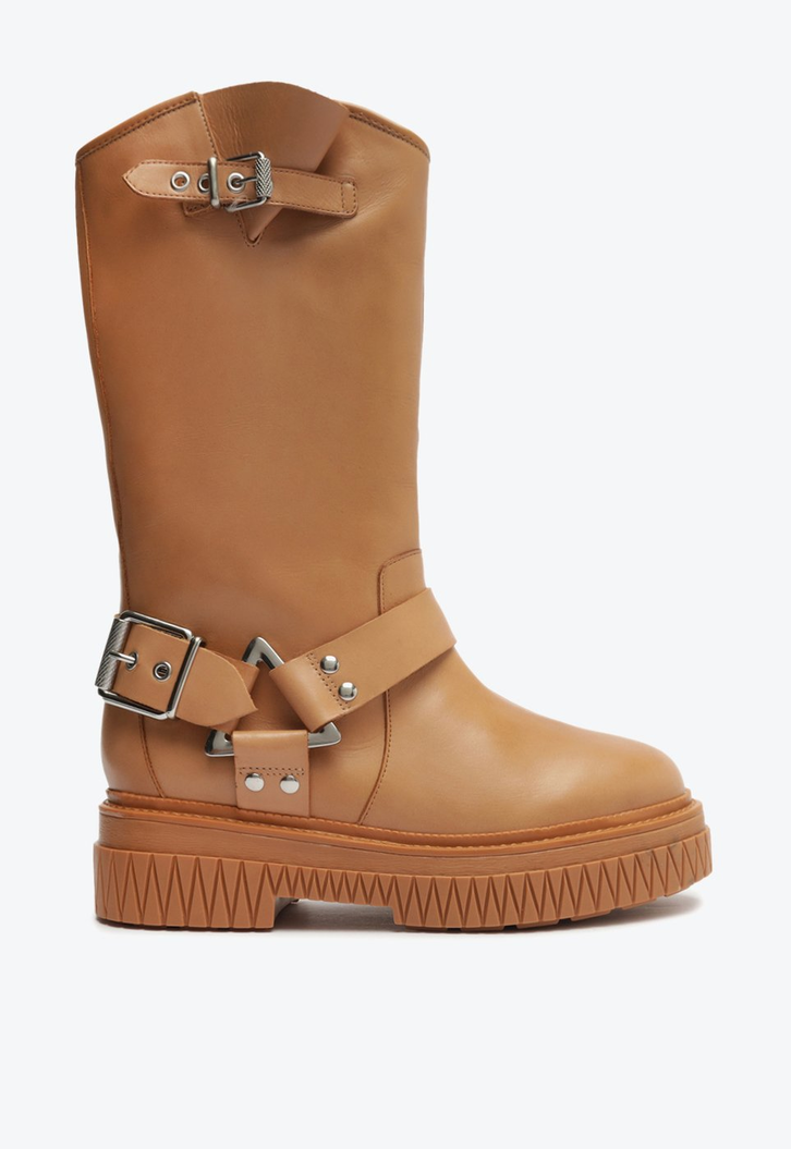 Bota Tratorada Cano Alto Couro Marrom