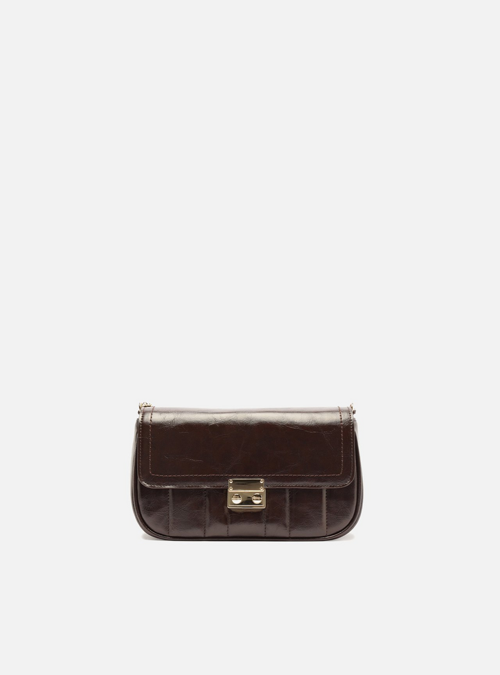 Bolsa Tiracolo Marrom Média Alça Corrente